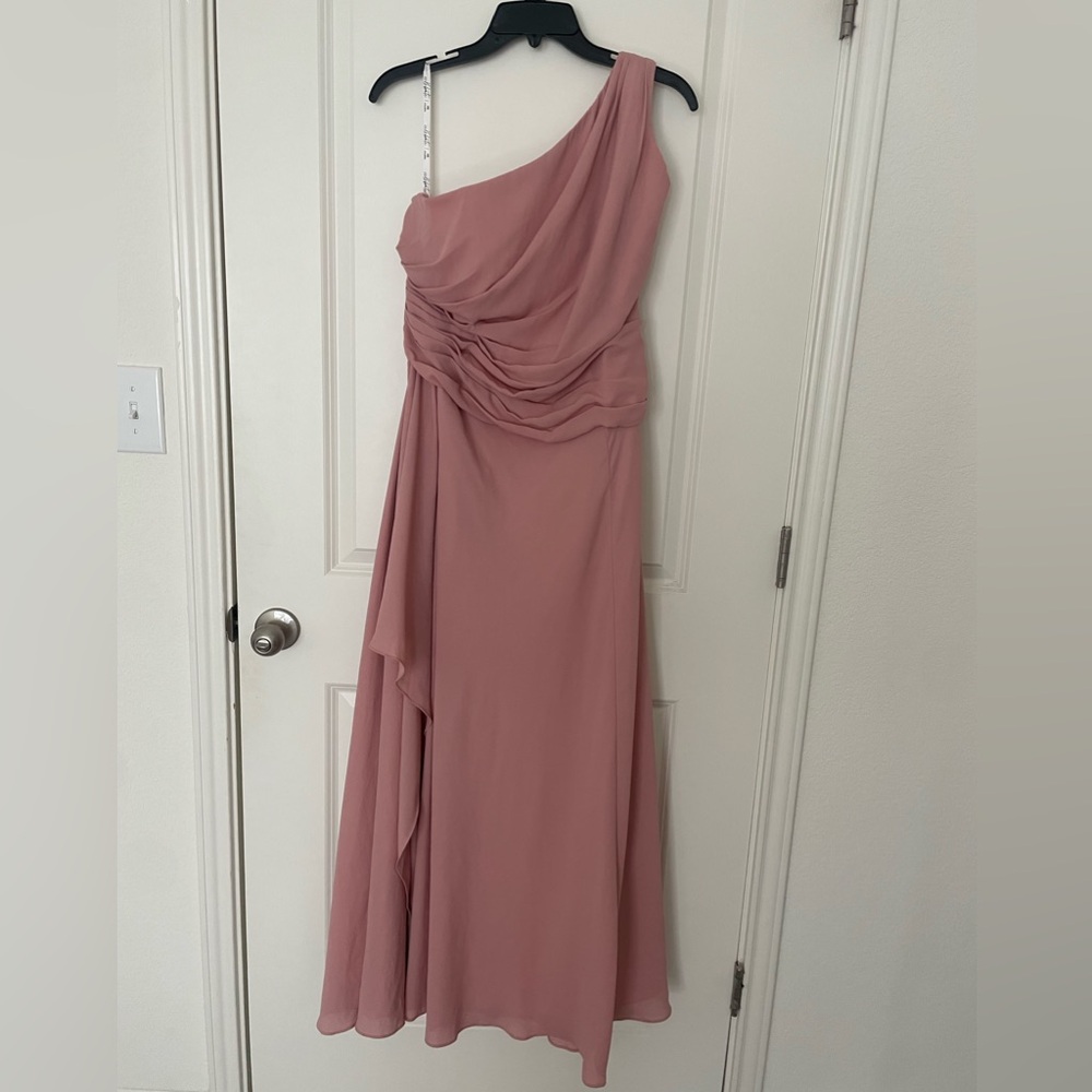 Blush One Shoulder Chiffon Dress
